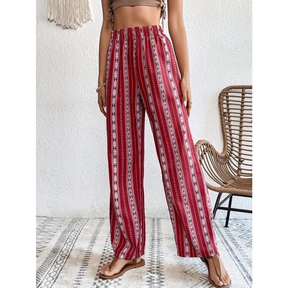 SHEIN Pants - Shein Flowy Straight Leg Pants Medium Boho Bohemian Resort Wear